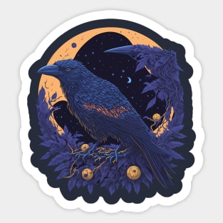 Gothic Crow at Night Time Sticker